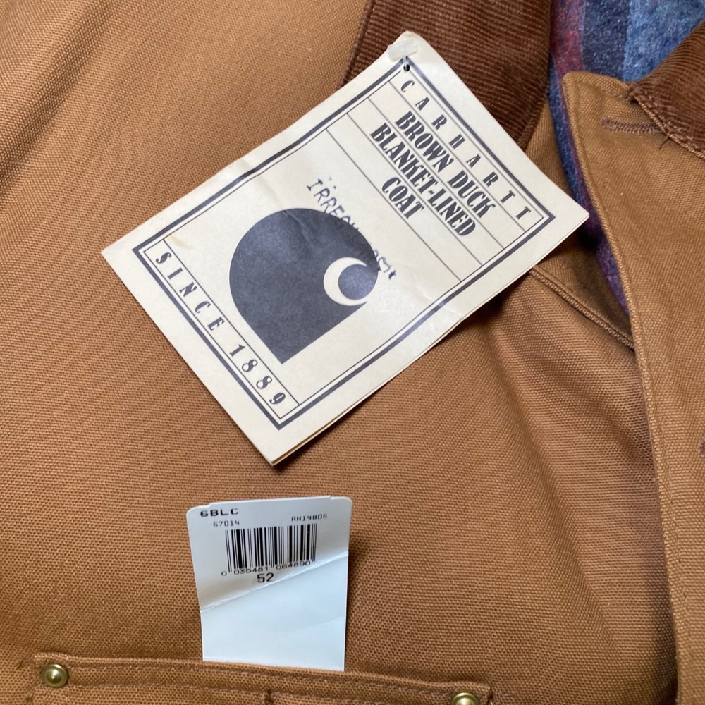 NOS‎ Vintage Carhartt 6BLC Chore Coat 2XL 52R Blanket Lined Brown Duck USA - Picture 10 of 16